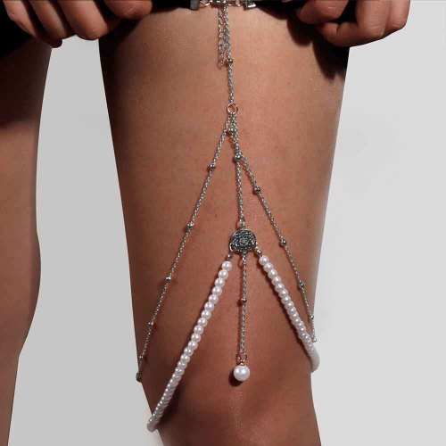N-7606 Fashion Gold Silver Color Pearl Snake Pendants Metal Alloy Thigh Leg Chains For Women Party Jewelry
