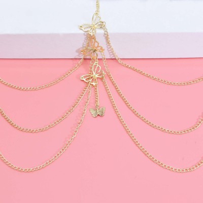 N-7679 Sexy Crystal Leg Chain Jewelry for Women Gold Butterfly Thigh Chain Boho Leg Chain for Beach Summer Holiday