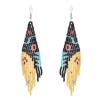 E-6386 Handmade Resin Beaded Eye Shape Drop Earrings for Women Boho Ethnic Party Jewelry Gift