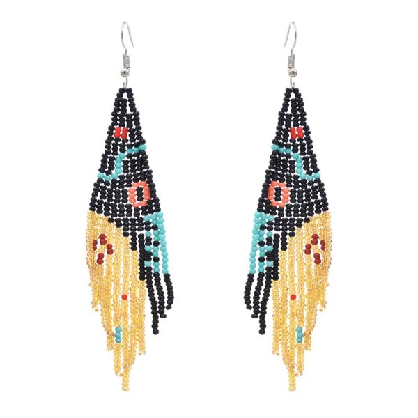 E-6386 Handmade Resin Beaded Eye Shape Drop Earrings for Women Boho Ethnic Party Jewelry Gift