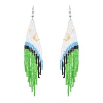 E-6386 Handmade Resin Beaded Eye Shape Drop Earrings for Women Boho Ethnic Party Jewelry Gift