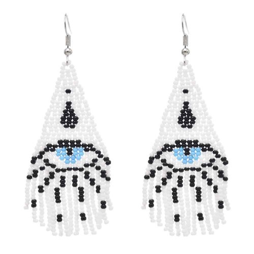 E-6386 Handmade Resin Beaded Eye Shape Drop Earrings for Women Boho Ethnic Party Jewelry Gift