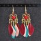 E-6387 Bohemian Fashion Feather Earring With Stripe Long Tassel Dangle Earring For Women Girls