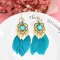 E-6387 Bohemian Fashion Feather Earring With Stripe Long Tassel Dangle Earring For Women Girls