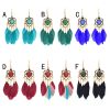 E-6387 Bohemian Fashion Feather Earring With Stripe Long Tassel Dangle Earring For Women Girls