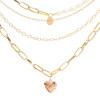 N-7685 Fashion Heart-shaped Multi-layer Necklace Pearl chain Jewelry For Women Gift
