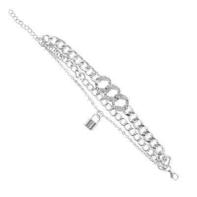 B-1175 Multialyers Lock Pendant Crystal Anklets Bracelets for Women Boho Summer Beach Party Jewelry Gifts