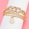 B-1175 Multialyers Lock Pendant Crystal Anklets Bracelets for Women Boho Summer Beach Party Jewelry Gifts