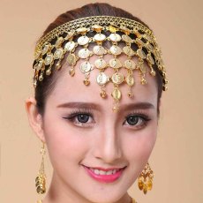F-0307 Bohemian boho coin tassel headpiece gold metal headband belly dance head band hair jewelry indian jewelry