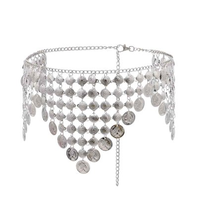 N-7690 Boho Vintage Silver Metal Coin Tassel Bikini Belly Dance Waist Body Chains for Women Female Party Jewelry Gift