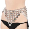 N-7690 Boho Vintage Silver Metal Coin Tassel Bikini Belly Dance Waist Body Chains for Women Female Party Jewelry Gift