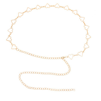 N-7691 Metal Waist Chain Women Girls Adjustable Body Link Heart Decoration Belts Fashion Belly Jewelry for Summer Beach