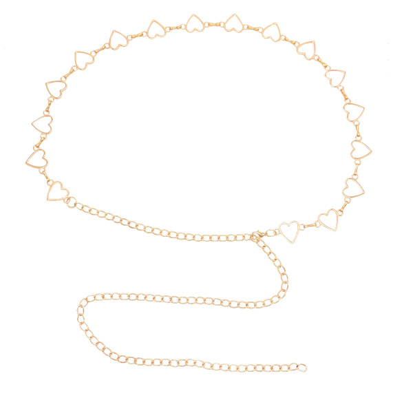 N-7691 Metal Waist Chain Women Girls Adjustable Body Link Heart Decoration Belts Fashion Belly Jewelry for Summer Beach