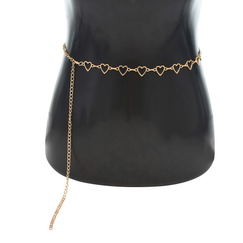 N-7691 Metal Waist Chain Women Girls Adjustable Body Link Heart Decoration Belts Fashion Belly Jewelry for Summer Beach