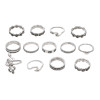 R-1564 12/13Pcs set Vintage Silver Metal Snake Flowers Geometric Crystal Midi Finger Rings Sets for Women Boho Party Jewelry