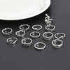 R-1564 12/13Pcs set Vintage Silver Metal Snake Flowers Geometric Crystal Midi Finger Rings Sets for Women Boho Party Jewelry