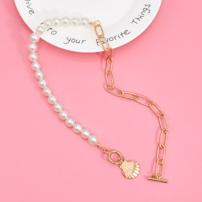 N-7687 Fashion Shell-shaped Simulated Pearl Necklace for Girls