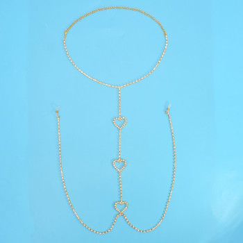 N-7692 Boho Rhinestone Statement Chest Chain Crystal Necklace Body Chain Summer Beach Body Jewelry Accessories For Women and Girls