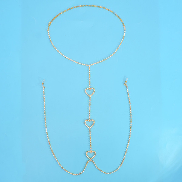 N-7692 Boho Rhinestone Statement Chest Chain Crystal Necklace Body Chain Summer Beach Body Jewelry Accessories For Women and Girls