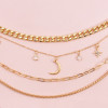 N-7688 Fashion Gold Silver Moon Star Multilayer Alloy Necklace Jewelry Women Gifts