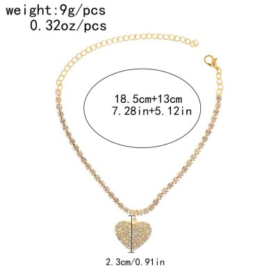 B-1174 Romantic Full Crystal Rhinestone Heart Pendant Anklet for Women Bridal Wedding Party Jewelry Gift