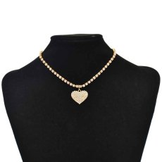 Romantic Full Crystal Rhinestone Heart Pendant Necklaces for Women Bridal Wedding Party Jewelry Gift