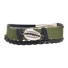 B-1172 6 Colors Punk Handmade Leather Rope Woven Shell Charms Bracelets for Women Men Adjustable Party Jewelry Gift