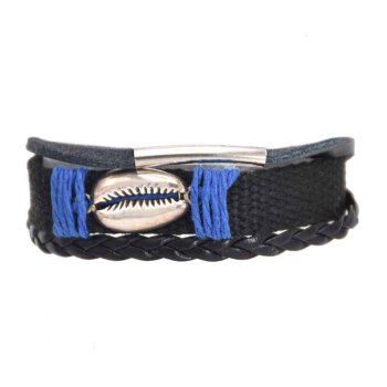 B-1172 6 Colors Punk Handmade Leather Rope Woven Shell Charms Bracelets for Women Men Adjustable Party Jewelry Gift