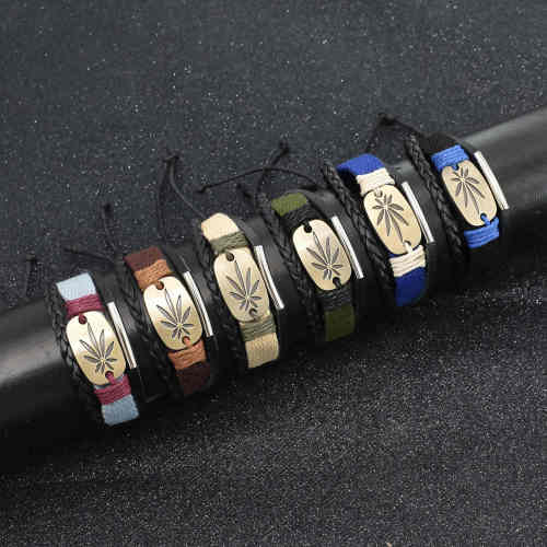 B-1171 Women Men Fashion 6 Colors Handmade Leather Rope Woven  Charms Bracelets Adjustable Party Jewelry Gift