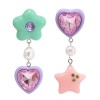 E-6391 Cute Colorful Heart Star Earrings for TeenGirls Women Rhinestone Pearl Asymmetric Dangle Earring For Any Occasions
