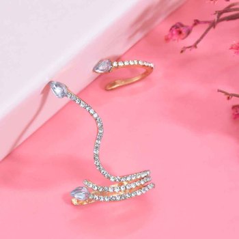 E-6393 2Pcs/set Punk Crystal Snake No Pierced Clips On Earrings for Women Boho Party Jewelry Gift