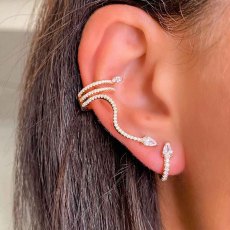 2Pcs/set Punk Crystal Snake No Pierced Clips On Earrings for Women Boho Party Jewelry Gift