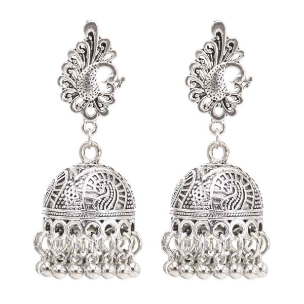 E-6394 2 Styles Vintage Silver Color Metal Peacock Geometric Drop Earrings for Women Boho Indian Party Jewelry Gift