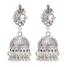 E-6394 2 Styles Vintage Silver Color Metal Peacock Geometric Drop Earrings for Women Boho Indian Party Jewelry Gift