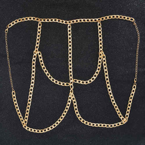 N-7694 Fashion Women Boho Alloy Chest Chain Necklace Body Chain Summer Beach Body Jewelry Accessories