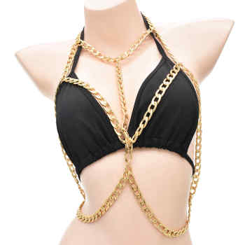 N-7694 Fashion Women Boho Alloy Chest Chain Necklace Body Chain Summer Beach Body Jewelry Accessories