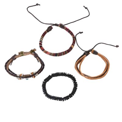 B-1180 4Pcs/set Handmade Vintage Leather Rope Evil Eye Bracelets for Women Men Adjustable Party Jewelry Gift