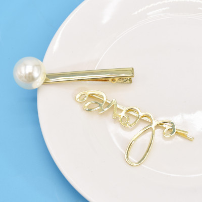F-0961 Fashion Love Letter Pearl Hair Pins Set