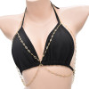 N-7696  Sexy Glistening Body Chain For Women Rhinestone Gold Plated Chest Chain Summer Beach Body Jewelry Accessories