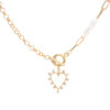 N-7697 Women Fashion Alloy Chain Gold Diamond Heart Pearl Necklace Jewelry