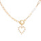 N-7697 Women Fashion Alloy Chain Gold Diamond Heart Pearl Necklace Jewelry