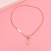 N-7697 Women Fashion Alloy Chain Gold Diamond Heart Pearl Necklace Jewelry