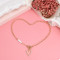 N-7697 Women Fashion Alloy Chain Gold Diamond Heart Pearl Necklace Jewelry