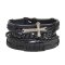 B-1184 4Pcs/Set Black Leather Cross Charms Beads Bracelets for Men Punk Handmade Party Jewelry Gift