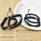 B-1184 4Pcs/Set Black Leather Cross Charms Beads Bracelets for Men Punk Handmade Party Jewelry Gift