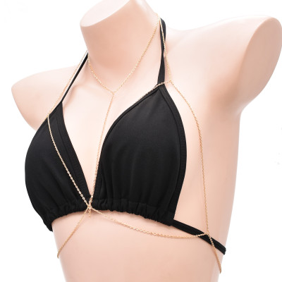 N-7698 Women Sexy Glistening Body Chain Gold Plated Chest Chain Summer Beach Body Jewelry