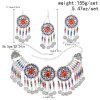 N-7704 Bohemian Vintage Metal Colorful Crystal Coin Necklaces Earrings Hair Clips Sets Festival Dance Party Jewelry sets