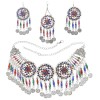 N-7705 Bohemian Ethnic Vintage Earring Necklace Set Long Fringe Coin Colorful Exquisite Pattern Jewelry Set For Women Girls