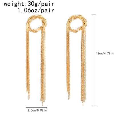 E-6395 Exaggerated Big Gold Metal Geometric Long Tassel Hanging Earrings for Women Party Jewelry Gift