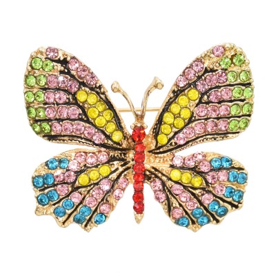 P-0165 Cute Crystal Rhinestone Butterfly Dragonfly Brooches for Women Suit Dress Clothes Accessories